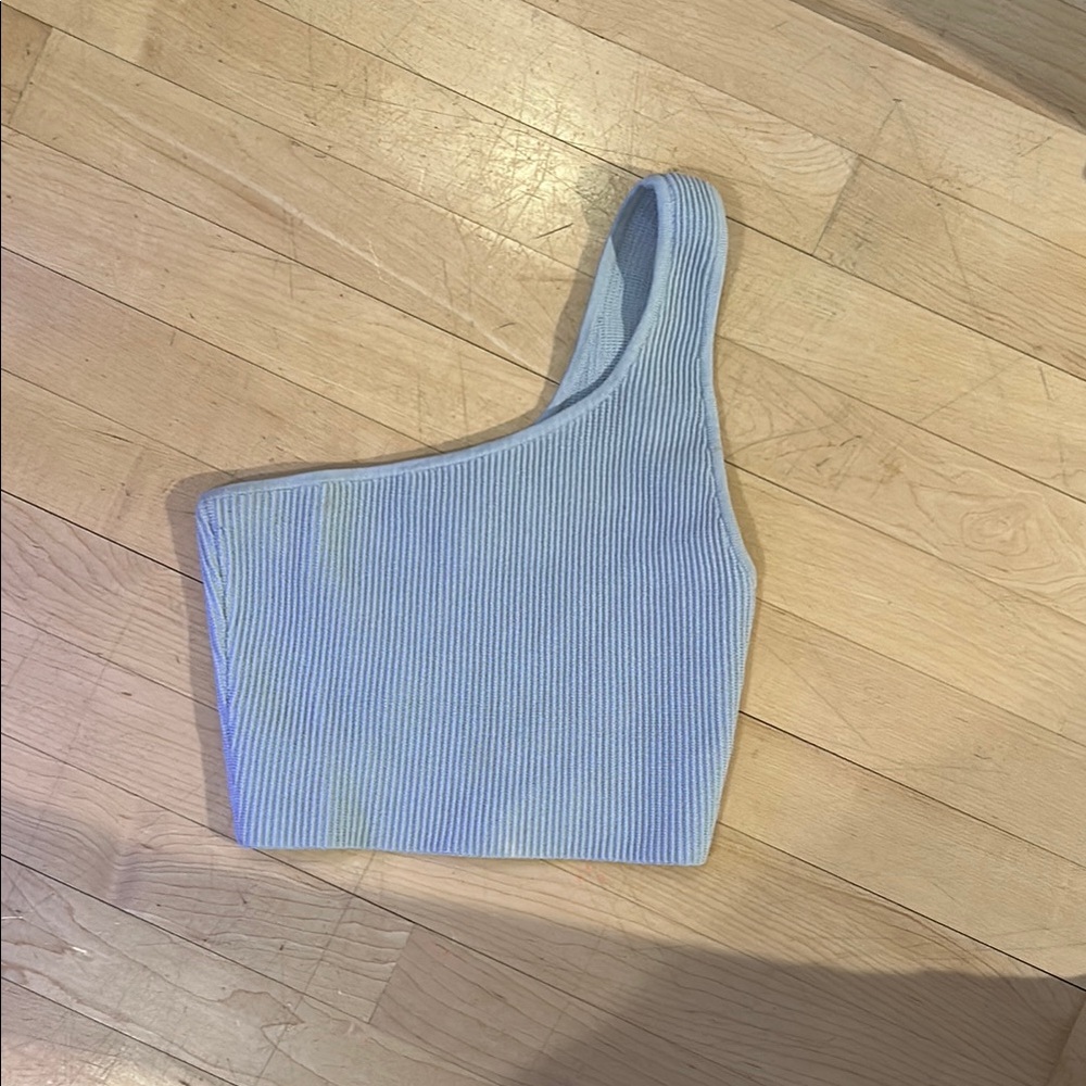 BABATON One-Shoulder Ribbed Top in Light Blue